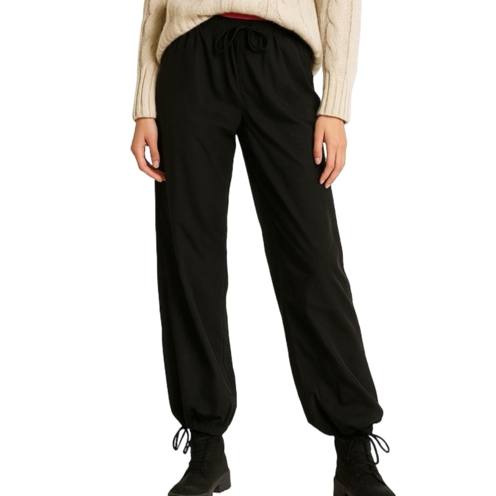 Vtg Urban Groove Black Balloon Parachute Harem Soft Wide Leg Cargo Pants